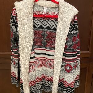 Fluffy hoodie cardigan